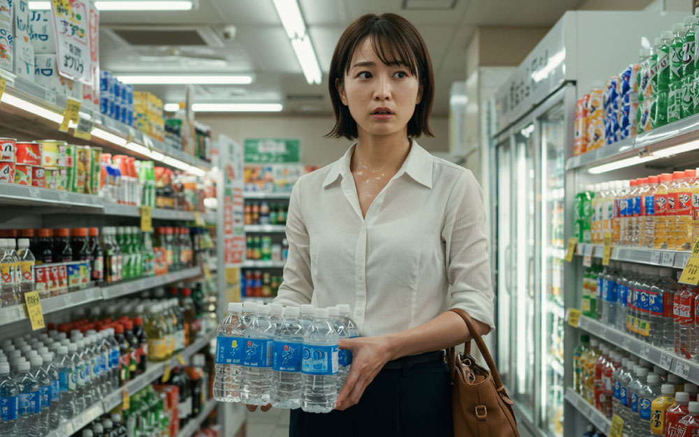 のどが乾いたらすぐにコンビニに入る飲み物代を節約できない女性