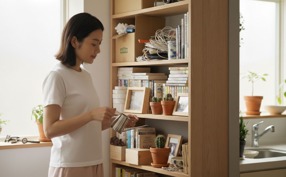 日常使いできるエコな防災グッズ_モノが溢れすぎて収納スペースがない女性