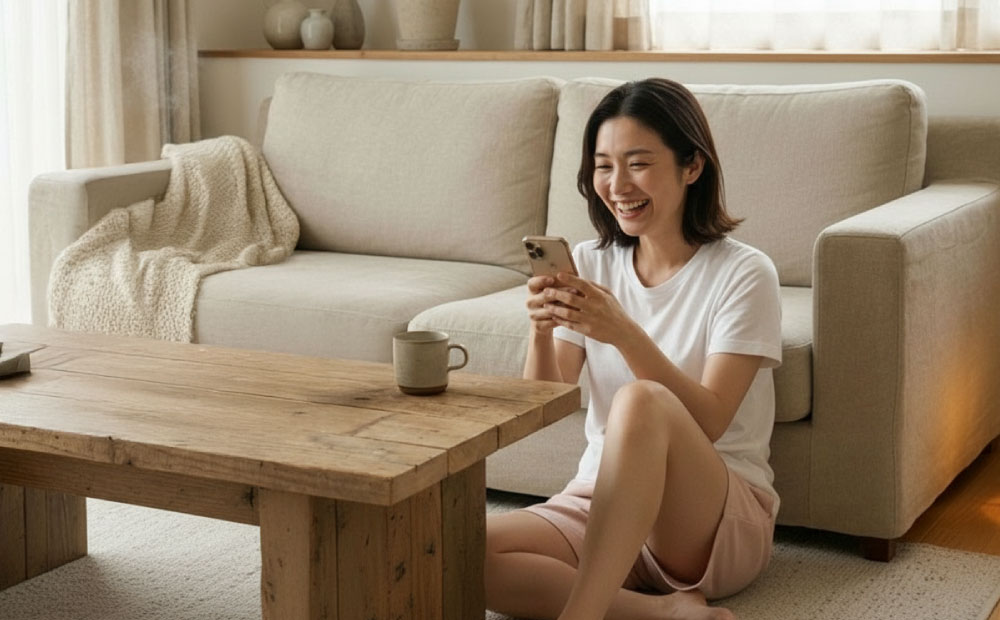 日常使いできるエコな防災グッズ_部屋でくつろぐ女性