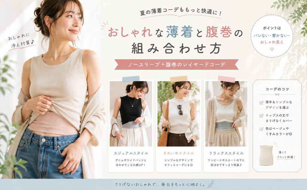 おしゃれな薄着と腹巻の組み合わせ方