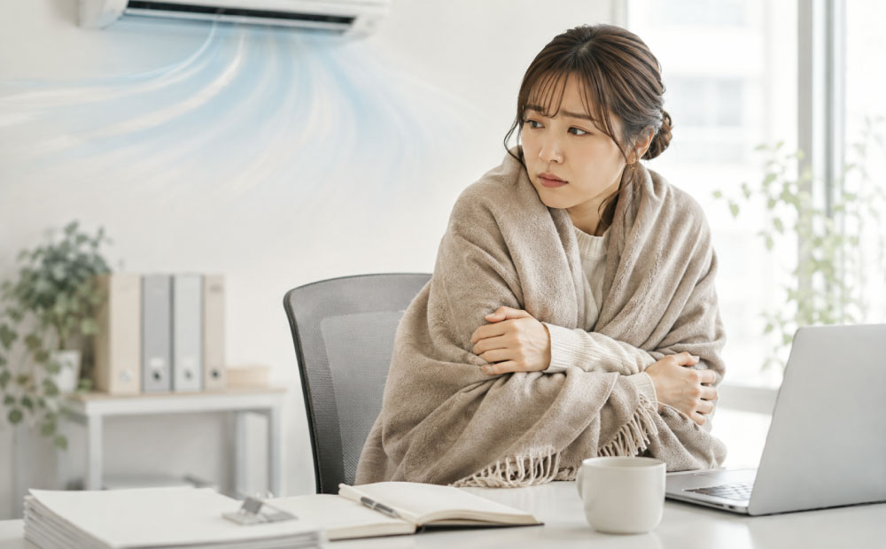 冷房の寒さで仕事にならない原因と体への悪影響
